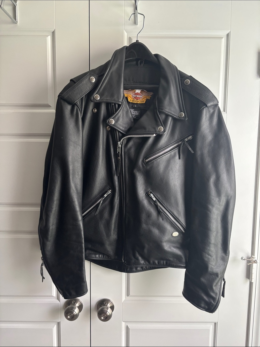 Harley-Davidson Black Leather Moto Bomber Jacket